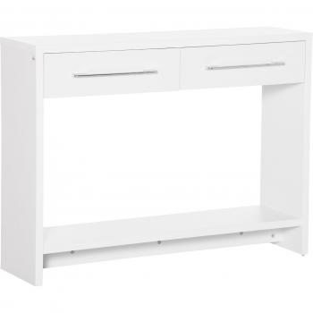 Mesa Consola HOMCOM con 2 Cajones y Estante en Blanco