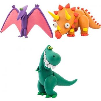 Plastilina Dinosaurios Multicolor Hey Clay, lote de 3 cajas, cada caja con 5 botes