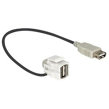 Adaptador Keystone USB 2.0 A hembra a USB 2.0 A hembra 110° con cable de 24 cm