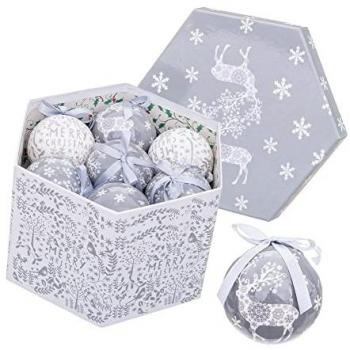Set de 14 bolas de Navidad reno de polyfoam plateadas de Ø 7,5 cm