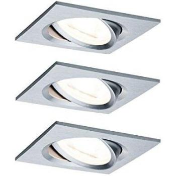 Set de Lámparas Empotradas LED Paulmann Nova Cuadradas 3x6,5W 2700K GU10 50° Aluminio