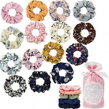 Dapzon 20pcs Scrunchies Gasa Elástico, Multicolor Banda Coleteros de Tela, Coleteros pelo Mujer Niñas Accesorios de Peinado, Elásticos Cabello Gomas del Pelo, para Fiestas, Escuelas, Viajes