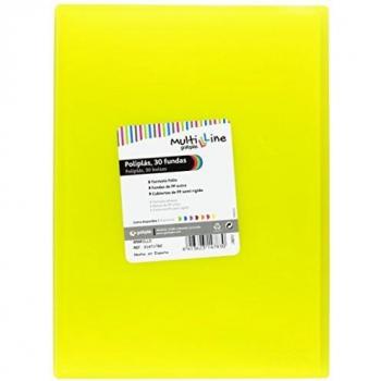 Grafoplás 01471760－Carpeta de fundas Multiline, 30 fundas, tamaño folio, color amarillo