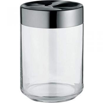 Alessi Julieta LC09 - Tarro de Cocina de Design Hermético, Cuerpo de Vidrio con Tapa de Acero Inoxidable 18/10, 100 Cl