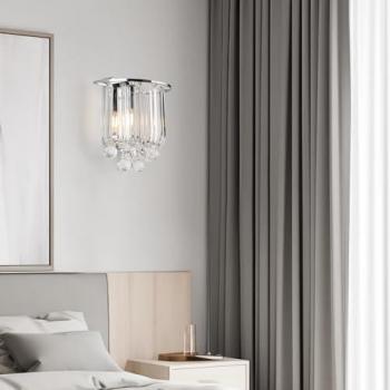 Aplique Pared Alnwick E14 con Esferas de Cristal Artificial - Color Cromado 24x22x15 cm