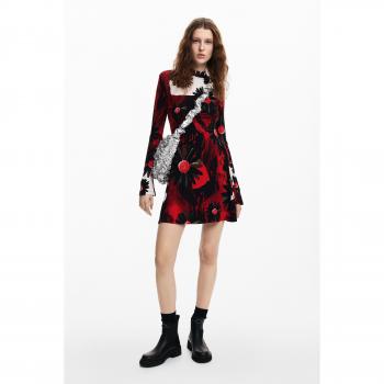 Vestido camisero corto estampado para mujer Desigual Nantes Lacroix rojo slim fit