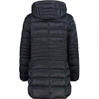 CMP Parka mujer acolchada con capucha, snaps, poliéster 20D, color negro antracita, talla S