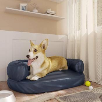 Cama para perros Día y Noche de espuma en cuero sintético azul oscuro 60x42 cm