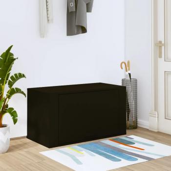 Zapatero de Pared VidaXL en Madera Contrachapada, Brillo y Color Blanco, Negro; Dimensiones 70x35x38 cm