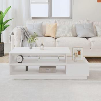 Mesa baja de madera maciza de pino blanca 120x50x40,5 cm