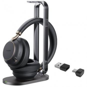 Auriculares Inalámbricos Yealink BH76 Plus con Cancelación Activa de Ruido, Bluetooth, Base de Carga y Conectividad USB-C/A, Color Negro