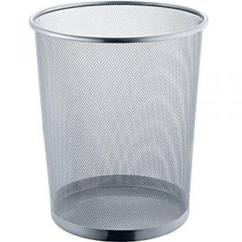 Cesto de papel 15L H280xØ267mm con decoración perforada, metal plateado, Helit