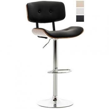 Taburete de Bar Sarnia Ergonomico Altura Ajustable y 360° Giratorio en Cuero PU Nogal/Negro