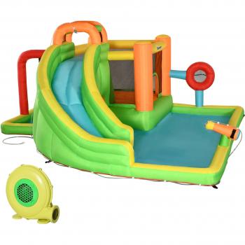 Castillo Hinchable Grande con Tobogán, Poste de Boxeo y Túnel para 3-8 Años
