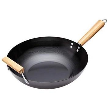 Kitchen Craft PODLXWOK14 - Wok antiadherente de carbono y acero con mango de madera