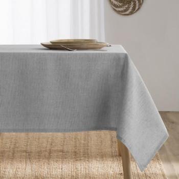 Mantel Antimanchas Resinado Liso de Algodón Combinado Elba Gris 140x240 cm