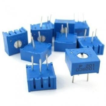 sourcing map 3386P-1-201 200 Ohm 1cm Escuadra Cermet Sencillo Vuelta Trimmer Potenciómetros 10 Piezas