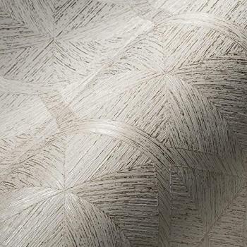 Papel Tapiz No Tejido Mi Hogar, Mi Spa, Diseño Geométrico en Blanco y Dorado, 0.53 x 5.33 m