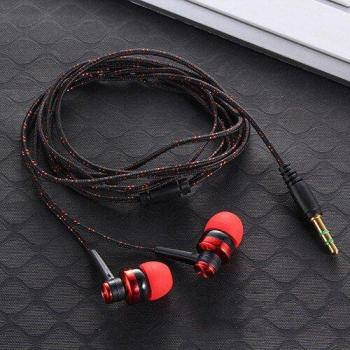 Auriculares Intrauditivos Estéreo con Cable de Nailon 3,5mm y Micrófono para Ordenador Portátil y Smartphone - 1 Unidad