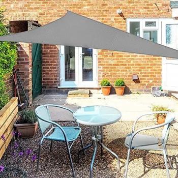 OKAWADACH Toldo Vela de Sombra Triangular 2 x 2 x 2m, Vela de Sombra Protección UV para Patio, Exteriores, Jardín, Gris Claro