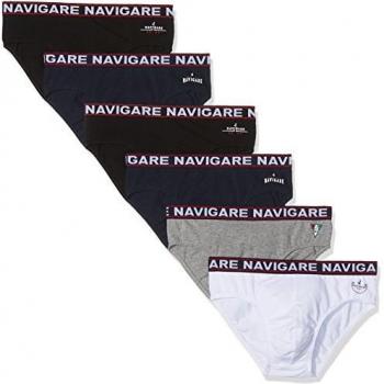 Pack de 6 Slip Hombre Navigare Art. 324, Algodón Elástico, Talla XL