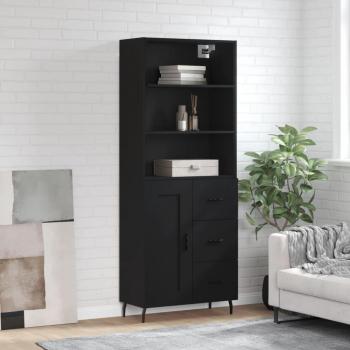 Aparador alto de madera contrachapada negro 69,5x34x180 cm