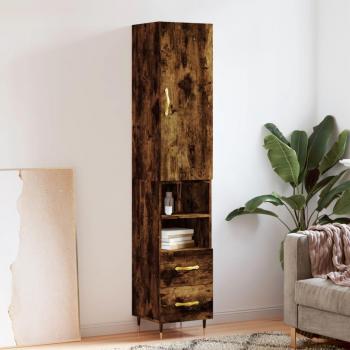 Aparador de madera contrachapada roble ahumado 34,5x34x180 cm vidaXL