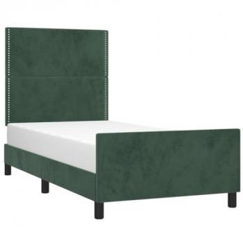Estructura de cama sin colchón terciopelo verde oscuro 90x200cm