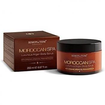 SIMON & TOM - MOROCCAN SPA - Exfoliante Corporal Con Aceite de Argán Almendras y Partículas de Cáscaras de Argan - Producto Vegano Libre de Parabenos y Sulfatos / 200 ml.
