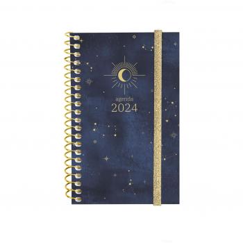 Finocam Agenda Espiral Design Collection E3 79x127mm Semana Vista Horizontal Moon 2024 Multicolor Multilingüe