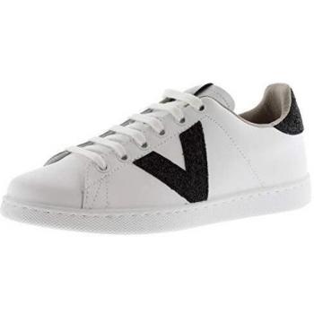 Victoria Women's White Glitter Leather Sneakers