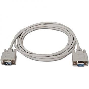 NANOCABLE 10.14.0506 - Cable Serie RS232 de comunicaciones Null Modem, DB9/M-DB9/H, Macho-Hembra, Beige, 6mts
