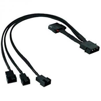 Phobya Y-adaptor 4Pin Molex to 2x 4Pin PWM and 3Pin 30cm - black Cables Fan cables & adptors