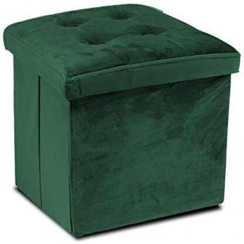 GreaTool Taburete Plegable, Pack 2 Unidades, Reposapiés Cuadrado, Puff Almacenaje Cuadrado con Tapa, 38 X 38 X 38CM Verde Oscuro