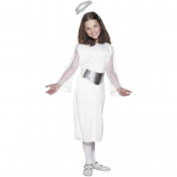 Disfraz de Ángel Blanco para Niña con Vestido, Cinturón y Halo - Talla 7-9 Años
