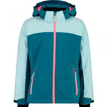 Chaqueta CMP Hood Snaps verde agua infantil 4, chaqueta de esquí, material resistente al agua, capucha ajustable, sistema de ventilación, forro interior cálido, diseño moderno y colores vibrantes