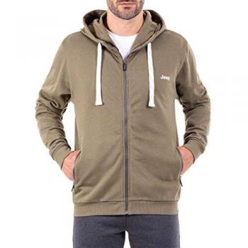 Jeep Explore The Outdoors - Sudadera con Capucha y Cremallera para Hombre, diseño Vertical, Parte Trasera J8w, Hombre, Sudadera, O101155-E511-XXL, Verde Oliva y Blanco., XX-Large
