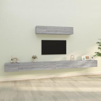 Set de Muebles para TV 6 Pzas Madera Contrachapada Gris Sonoma