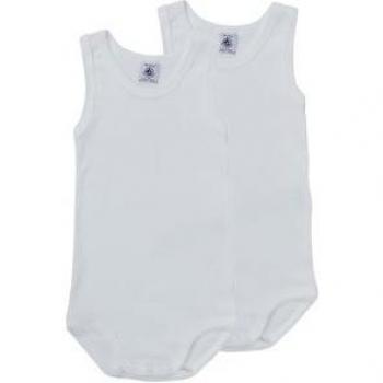 Petit Bateau Unisex Baby Bodysuits Set - 2 Pack, White, Size 12M
