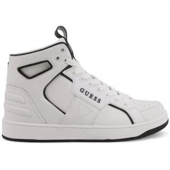 Guess BASQET-FL7BSQ-LEA12 Metal Eyelet Sneakers with Synthetic Leather Upper - White - Size: 6 US (EU36)