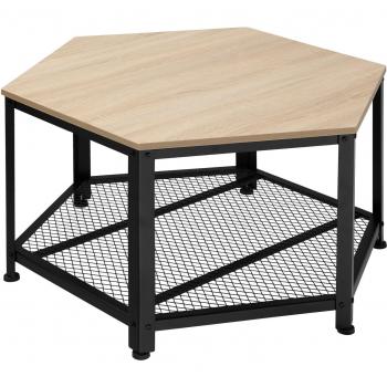Tectake - Mesa de centro Norwich 86,5 x 75 x 46,5 cm | Tableros de MDF veteado con revestimiento protector de melamina | Estructura de acero estable y firme con recubrimiento
