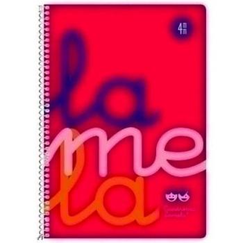 Cuaderno Espiral LAMELA Fluor, 4º 80H Cuadrovía 4 mm. Tapa Plástico Rosa