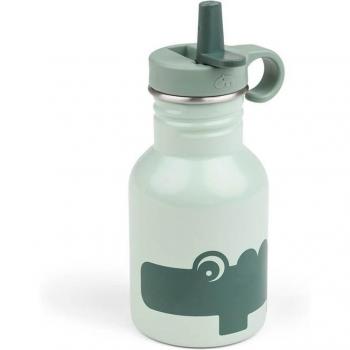 Botella de metal Done By Deer Croco Verde de 350 ml con diseño de cocodrilo