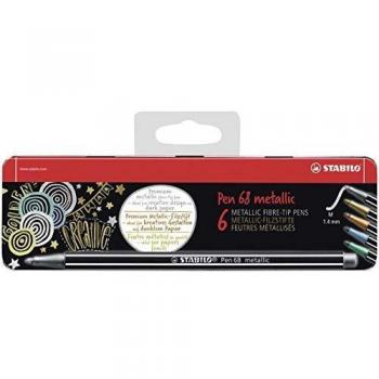 Stabilo Pen 68 - Rotulador metálico prémium, color Estuche de metal + HL 6er