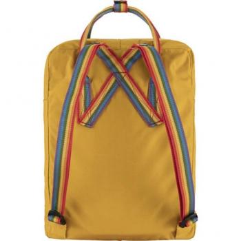 Fjällräven Kanken Rainbow Backpack - 16L Ochre with Rainbow Pattern