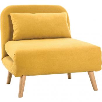 Sillón cama nórdico de tela amarillo mostaza AMIKO