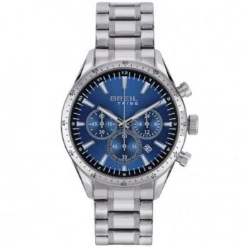 Reloj BREIL JATO PARA HOMBRE Esfera MONO-azul Movimiento CRONÓGRAFO DE CUARZO y PULSERA DE MAPERO PLATEADO EW0655