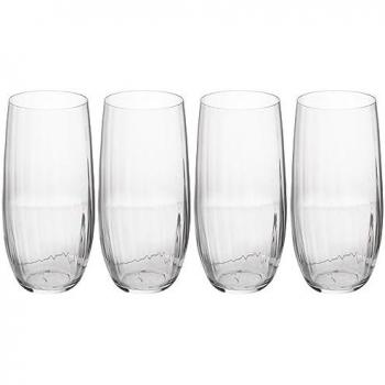 MIKASA Treviso Crystal Highball - Juego de 4 vasos altos de cristal sin plomo, 400 ml, con efecto ondulado, ideales para celebraciones
