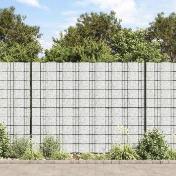 Panel de valla de PVC estampado de hojas en color crema y blanco, dimensiones 35x0,19 m, ideal para plantas y animales, con múltiples usos como malla para ventilación, seguridad y jardín