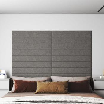 Paneles de pared 12 piezas de Tela Gris Claro 90x15 cm 1,62 m²